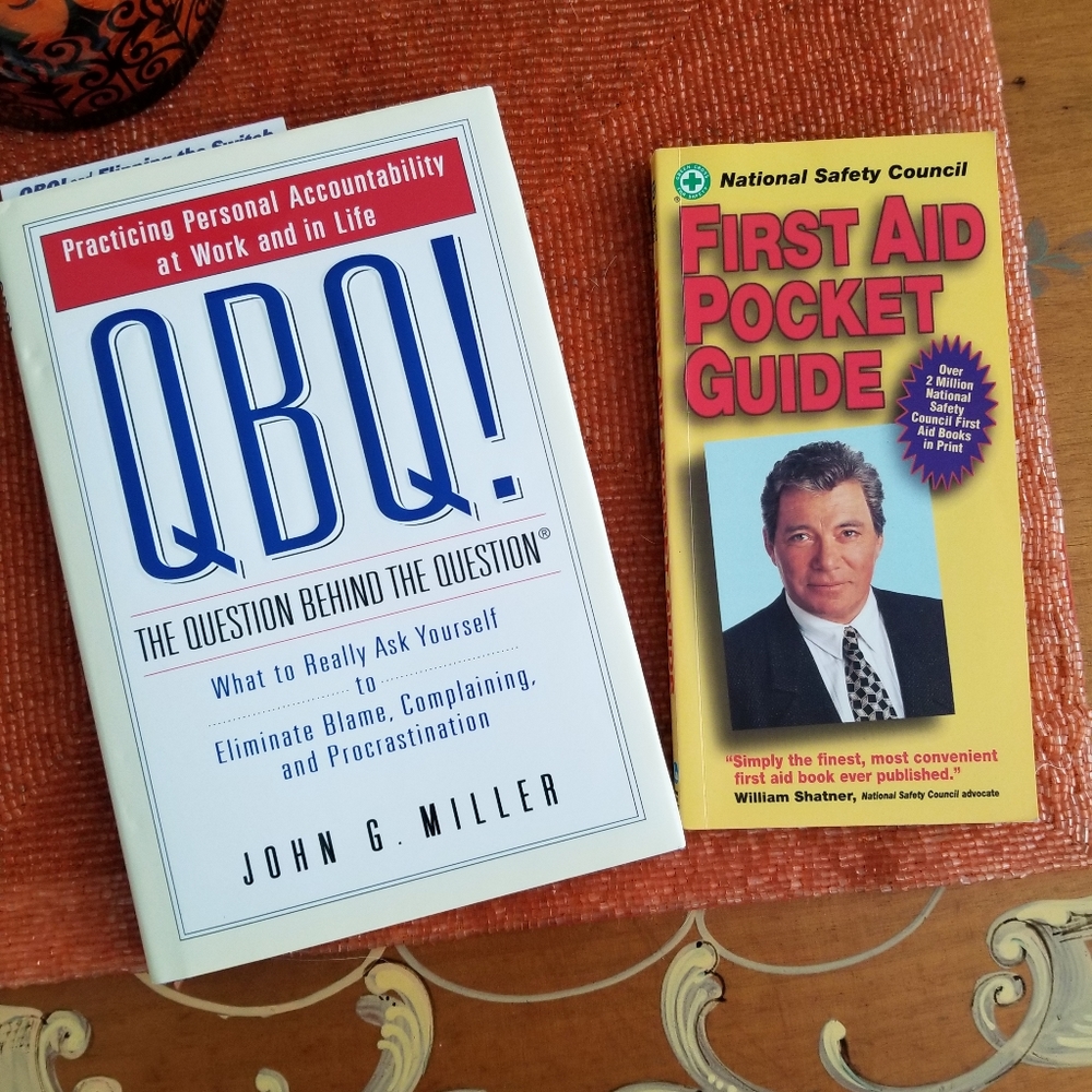 Lot of 2 books QBQ! & First Aid Pocket Guide